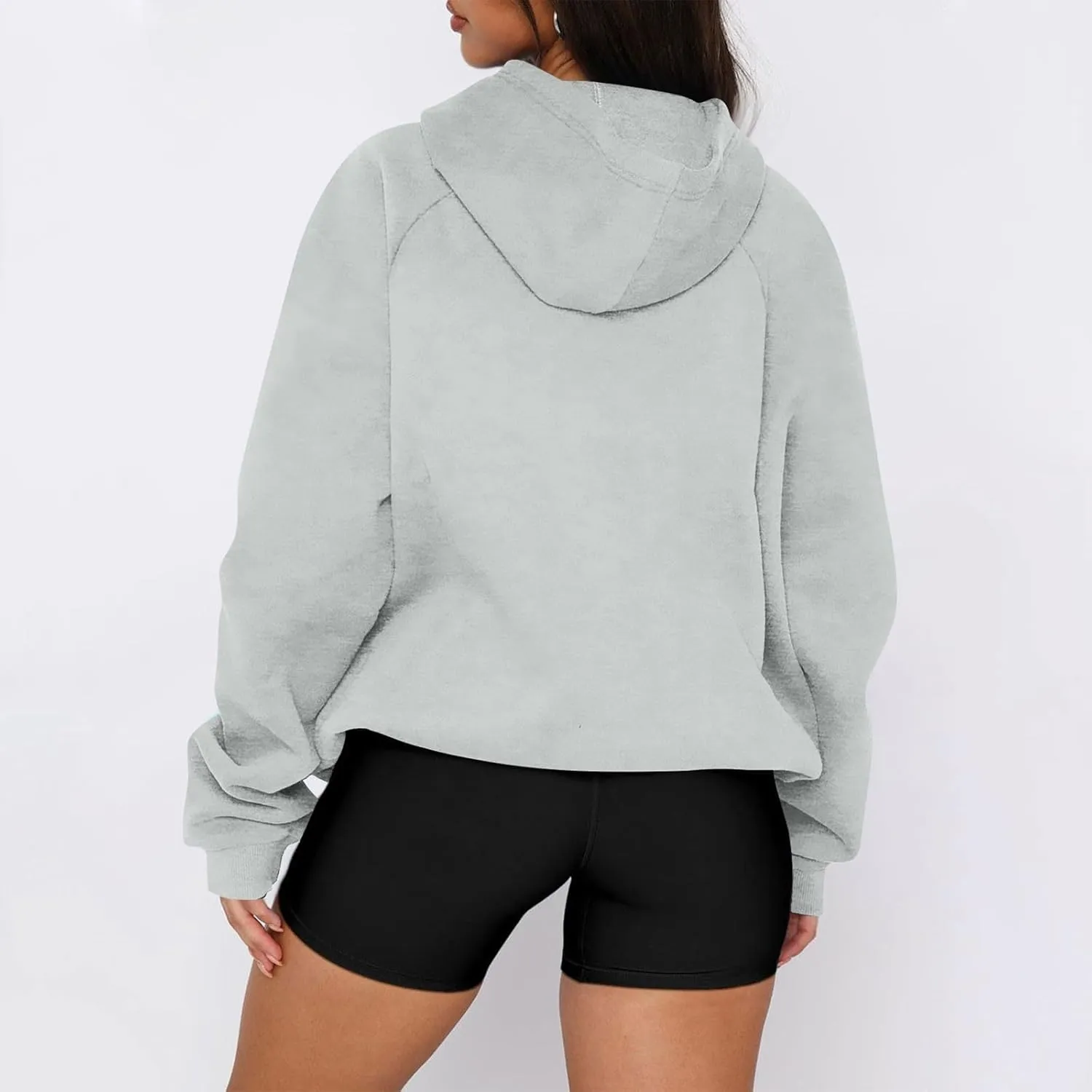 Hoodies for Women Long Sleeve Fleece Hooded Sweatshirt Half Zip Loose Fit Pullover with Pockets Oversized Hoodies