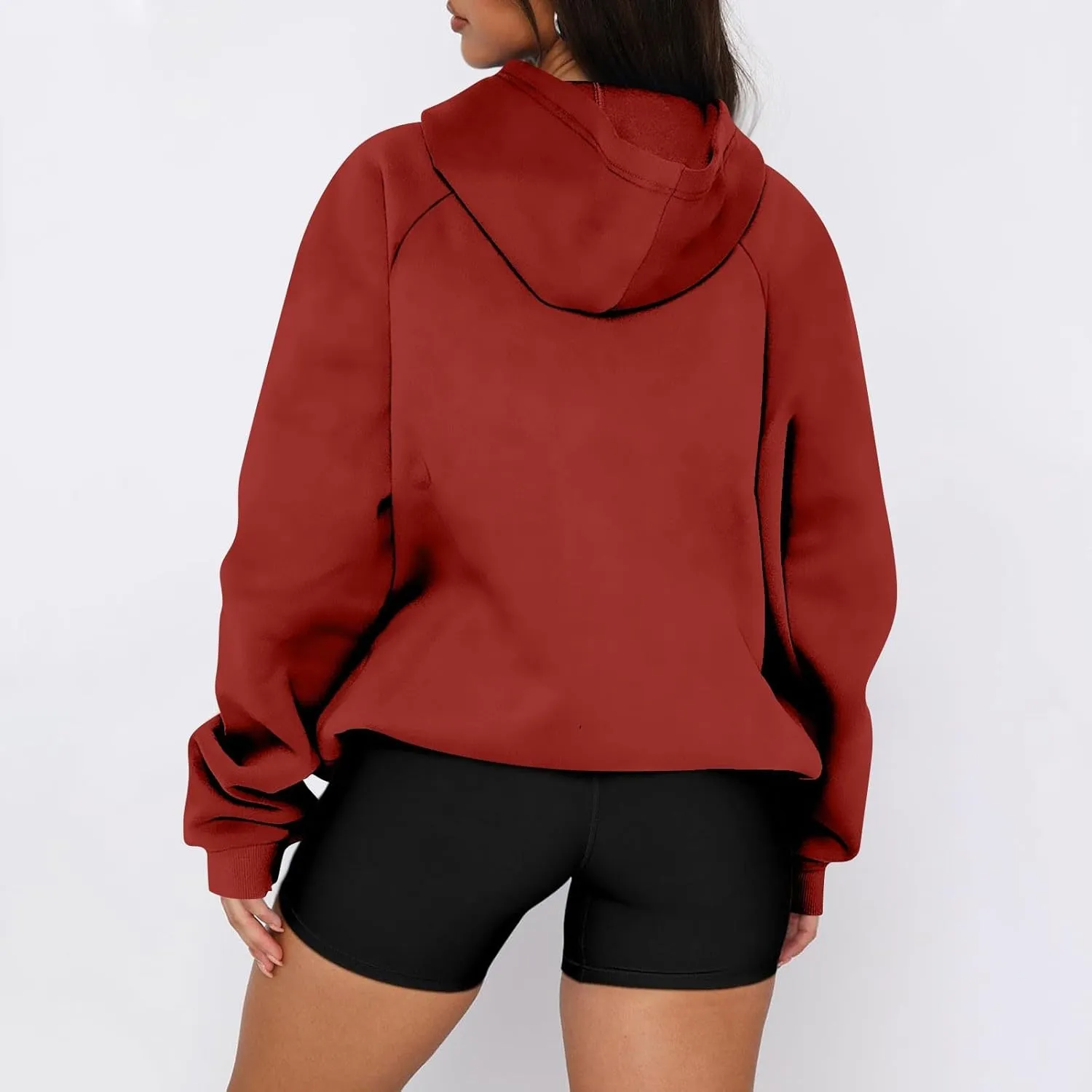 Hoodies for Women Long Sleeve Fleece Hooded Sweatshirt Half Zip Loose Fit Pullover with Pockets Oversized Hoodies