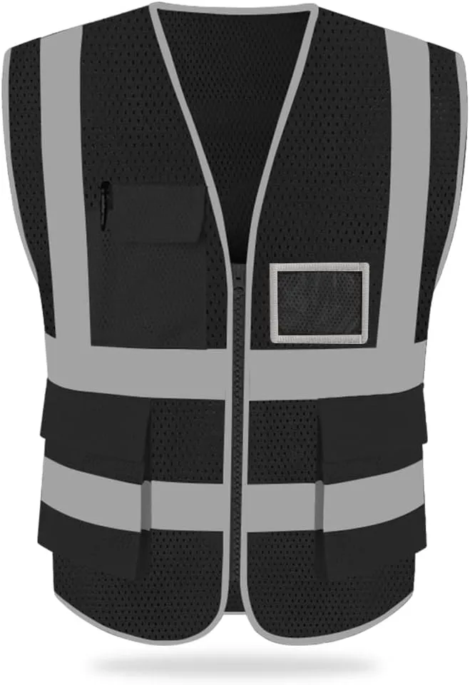 HYCOPROT High Visibility Mesh Safety Reflective Vest with Pockets and Zipper, Meets ANSI/ISEA Standards
