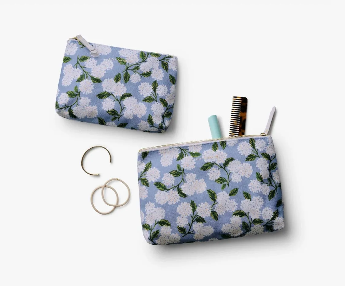 Hydrangea Zippered Pouch Set