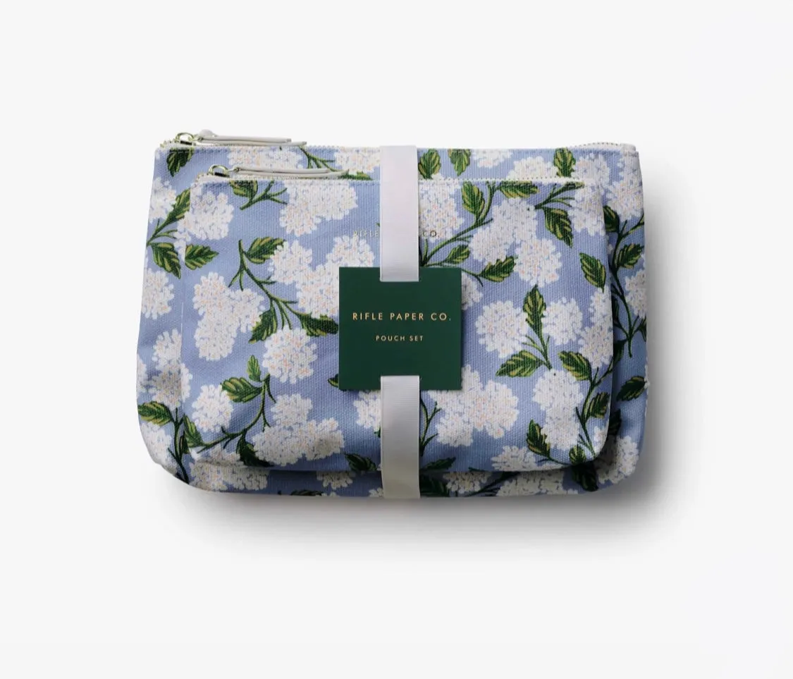 Hydrangea Zippered Pouch Set