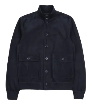 Iconic Valstarino Suede Jacket in Dark Blue