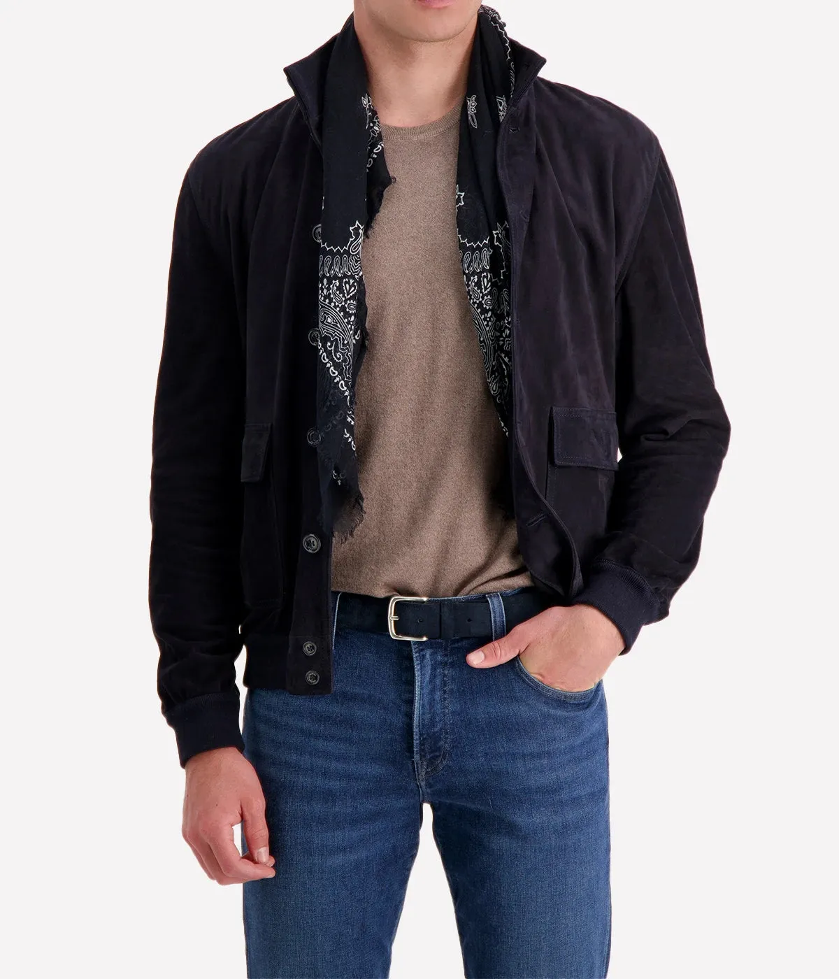 Iconic Valstarino Suede Jacket in Dark Blue