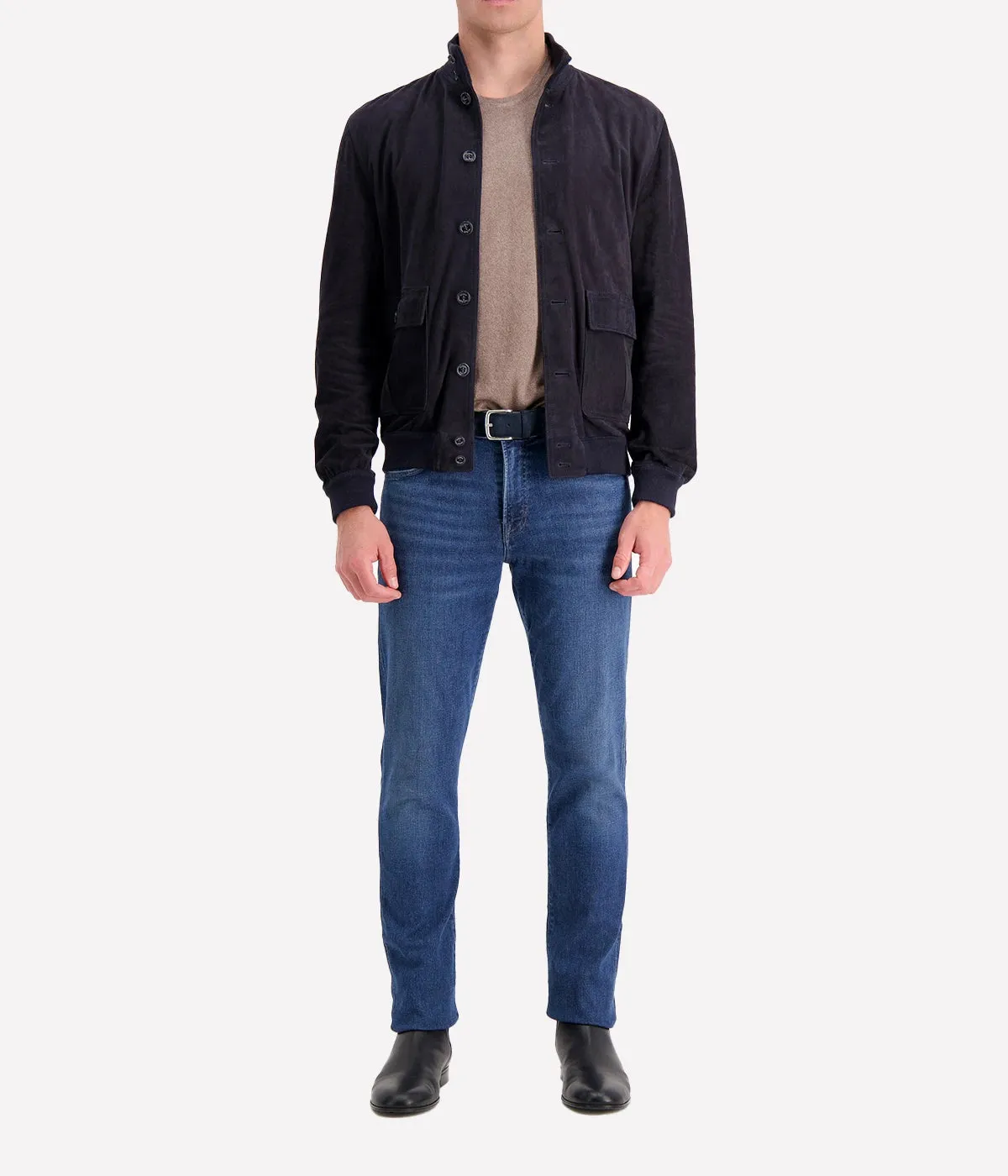 Iconic Valstarino Suede Jacket in Dark Blue