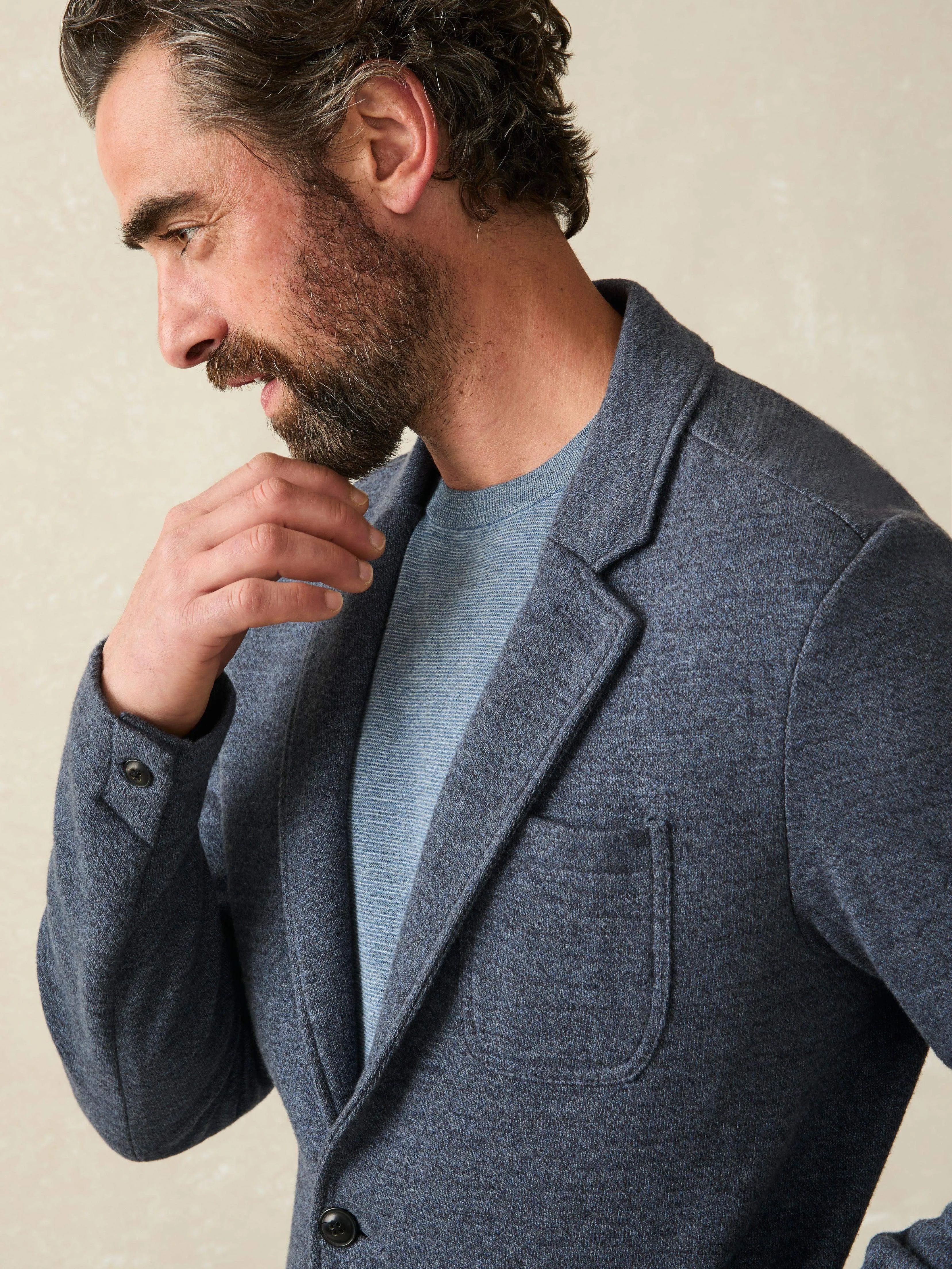 Inlet Knit Blazer (Short) - Deep Navy Melange
