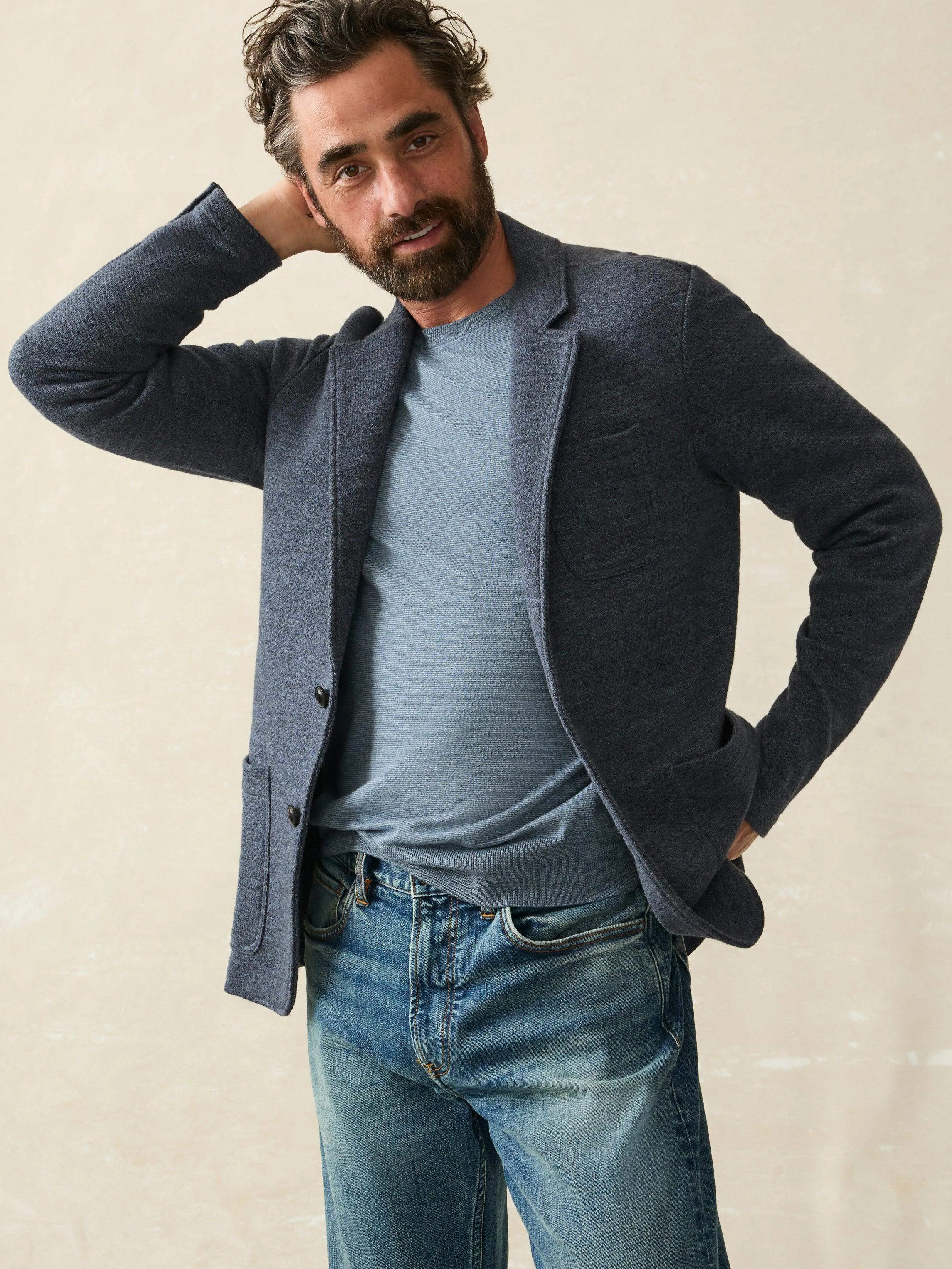 Inlet Knit Blazer (Short) - Deep Navy Melange