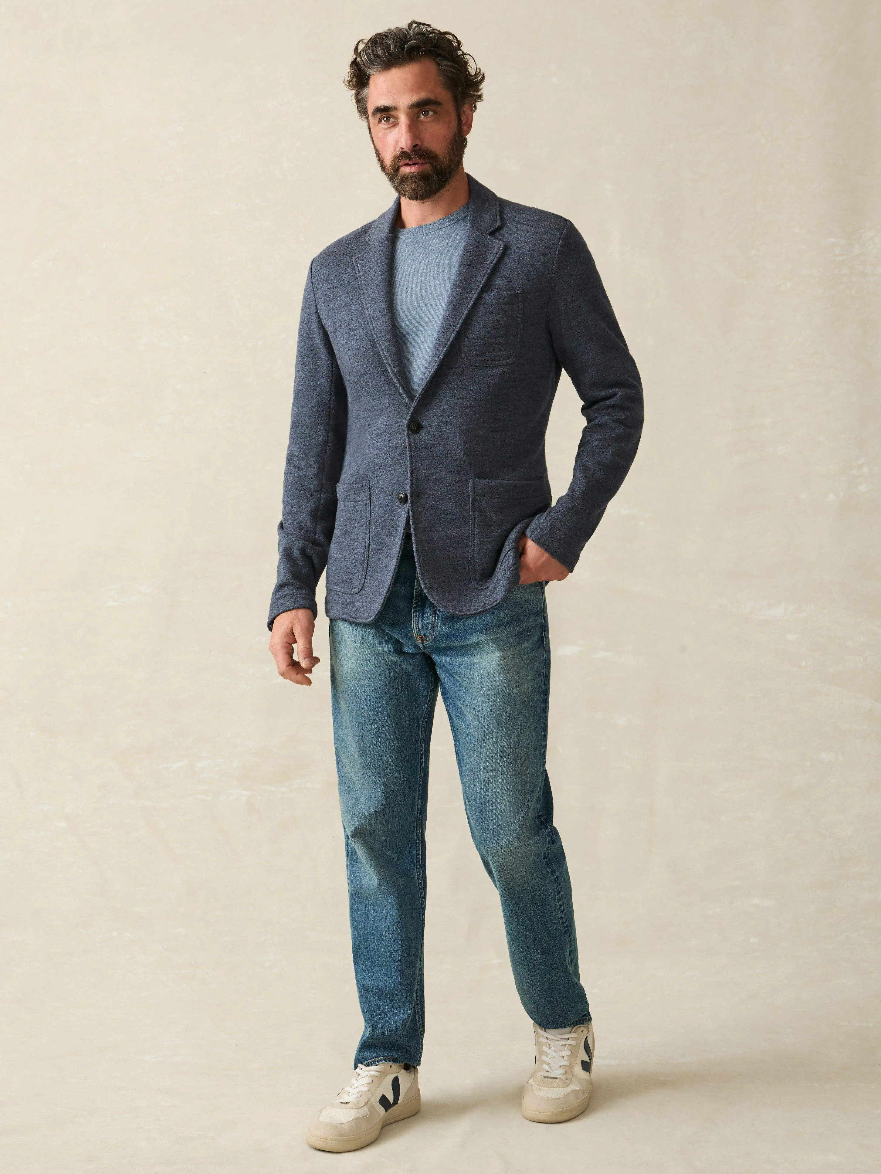 Inlet Knit Blazer (Short) - Deep Navy Melange