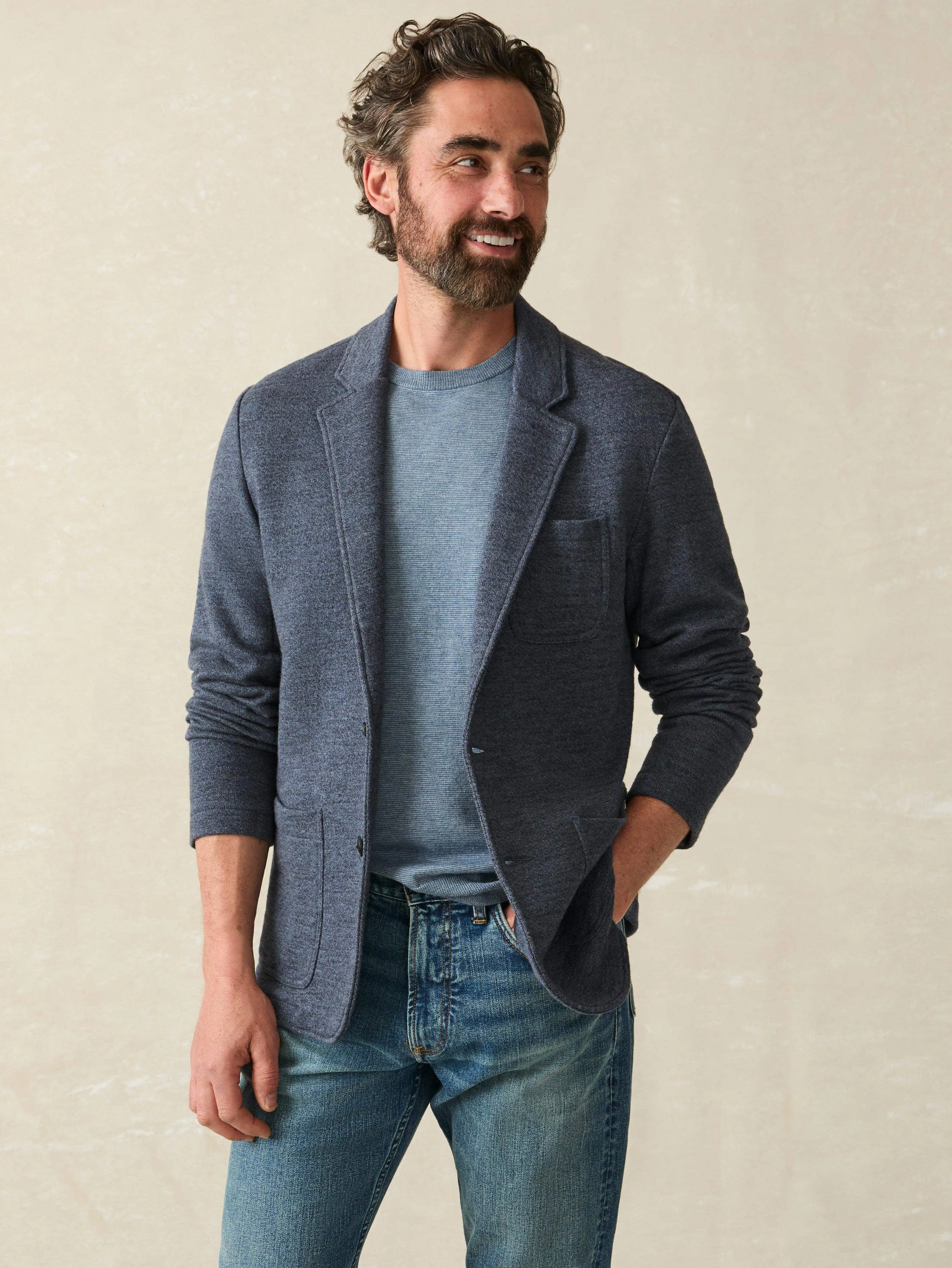 Inlet Knit Blazer (Short) - Deep Navy Melange