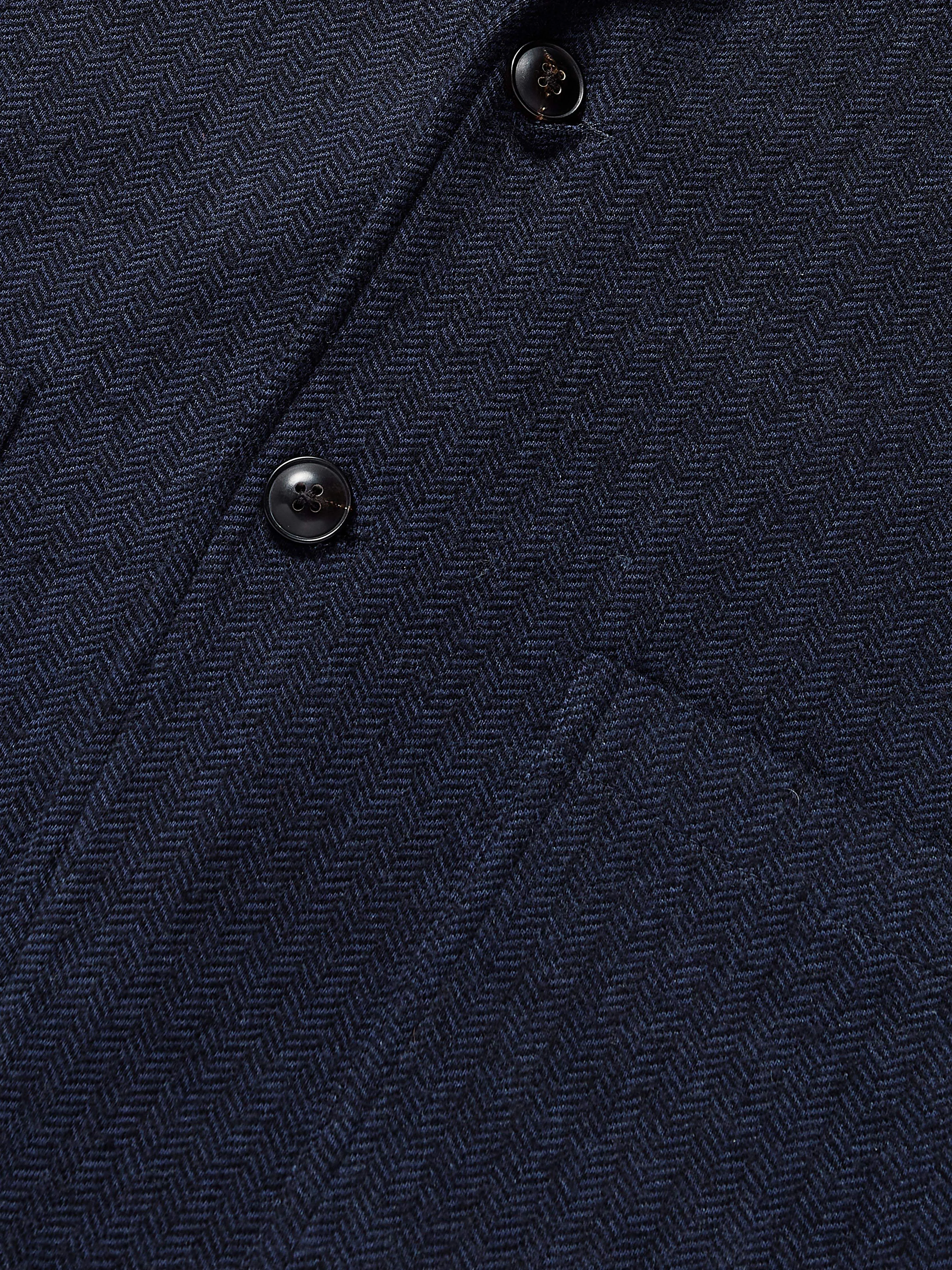 Inlet Knit Tweed Blazer - Navy Twilight Herringbone