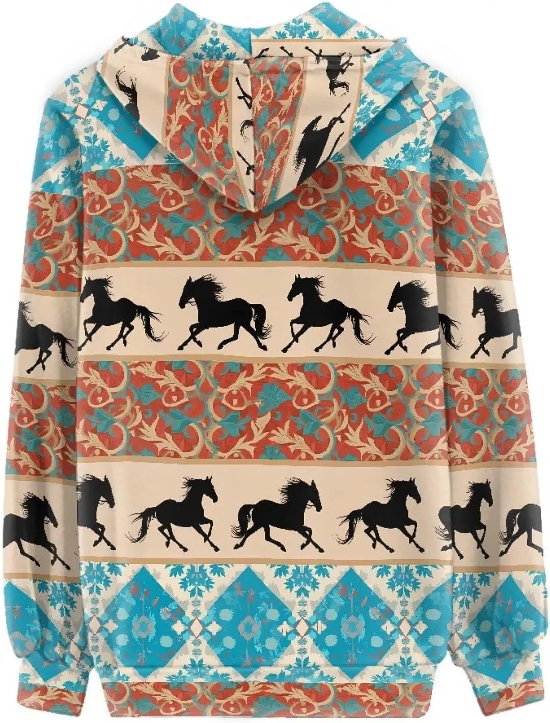 Irisjudy Island Tribal Zipper Women Hoodies with Pocket, Leopard Print,Music Notes Plus Size Hooded Sweatshirt Sport Coat