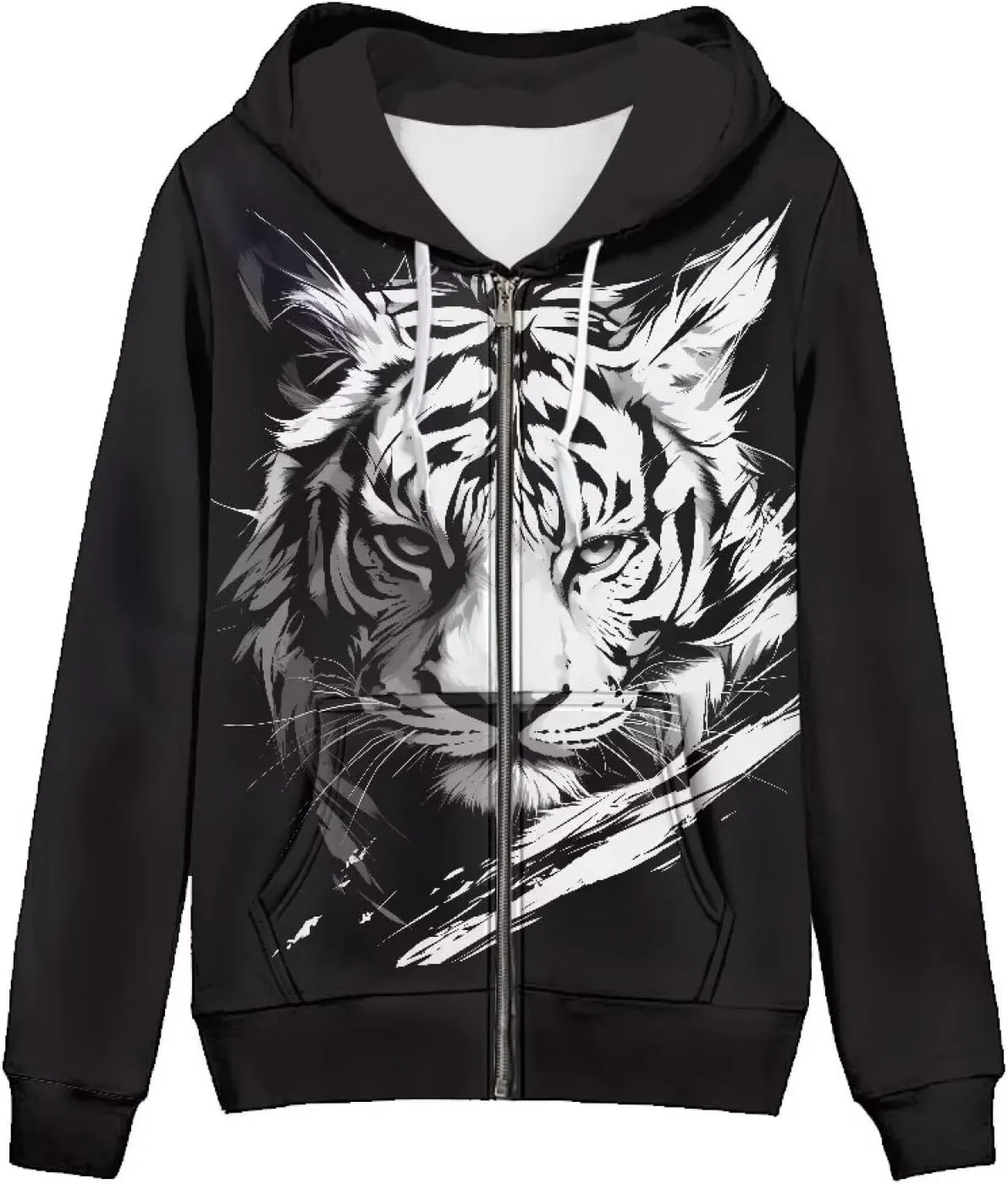 Irisjudy Women Oversized Hoodie with Pocket Plus Size, Cats, Galaxy,Ethnic Zip-up Hooded Sweatshirt Long-Sleeve Fall Outwear