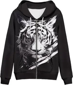 Irisjudy Women Oversized Hoodie with Pocket Plus Size, Cats, Galaxy,Ethnic Zip-up Hooded Sweatshirt Long-Sleeve Fall Outwear