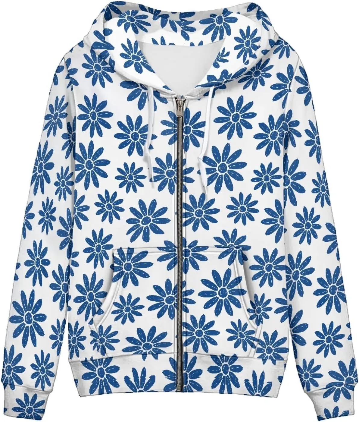 Irisjudy Women Oversized Hoodie with Pocket Plus Size, Cats, Galaxy,Ethnic Zip-up Hooded Sweatshirt Long-Sleeve Fall Outwear