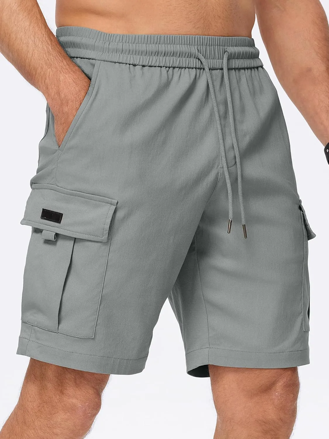 JMIERR Men's Casual Stretch Cargo Shorts Classic Drawstring Elastic Waist Summer Work Short with Multi Pockets