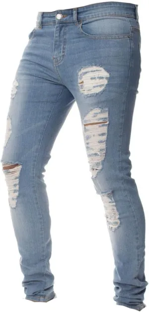 Kaxiya2021 Men's Ripped Skinny Jeans Frayed Little Feet Jean Trousers Distressed Slim Fit Tapered Leg Stretch Denim Pants