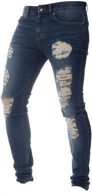 Kaxiya2021 Men's Ripped Skinny Jeans Frayed Little Feet Jean Trousers Distressed Slim Fit Tapered Leg Stretch Denim Pants