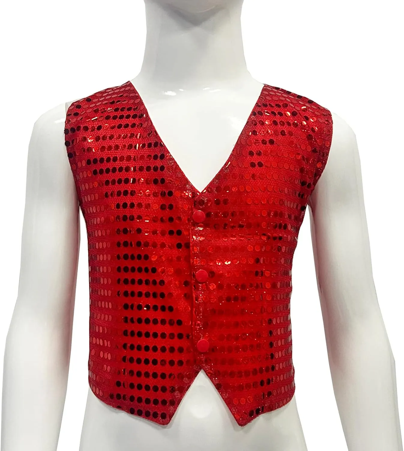 Kids Boys Girls Sequins Waistcoat Sleeveless V neckline Hip-Hop Jazz Dance Party Stage Performance Jacket Vest Costume