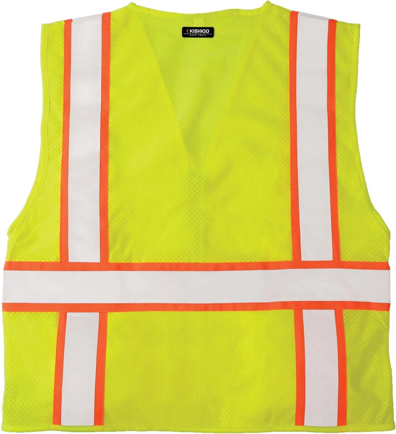 Kishigo Men's High Visibility Reflective Solid Front with Mesh Back Vest