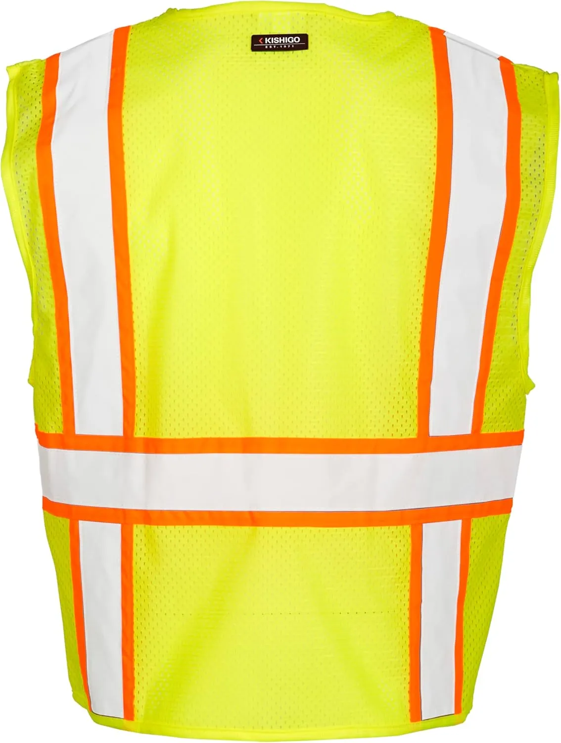 Kishigo Men's High Visibility Reflective Solid Front with Mesh Back Vest