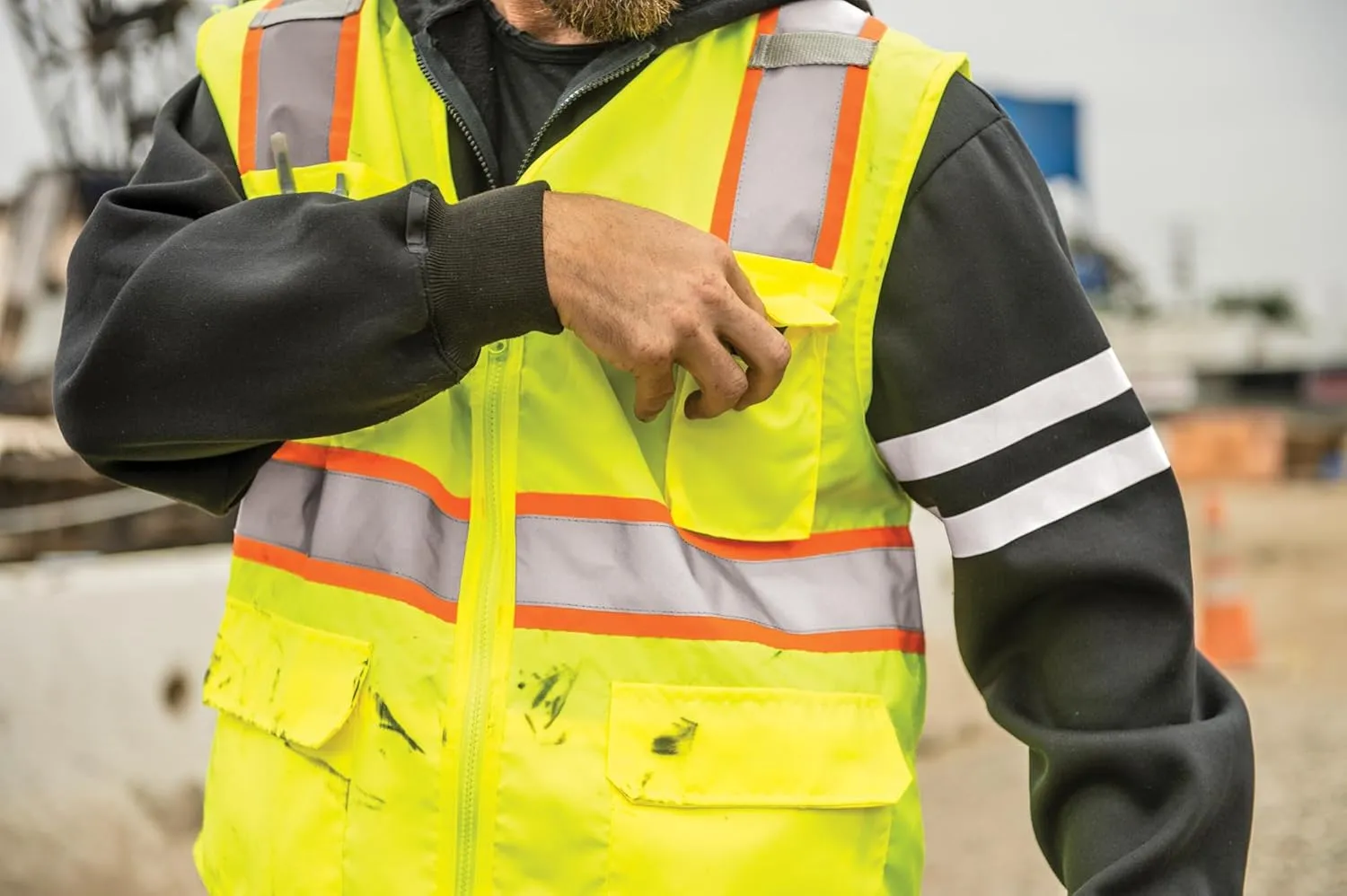 Kishigo Men's High Visibility Reflective Solid Front with Mesh Back Vest