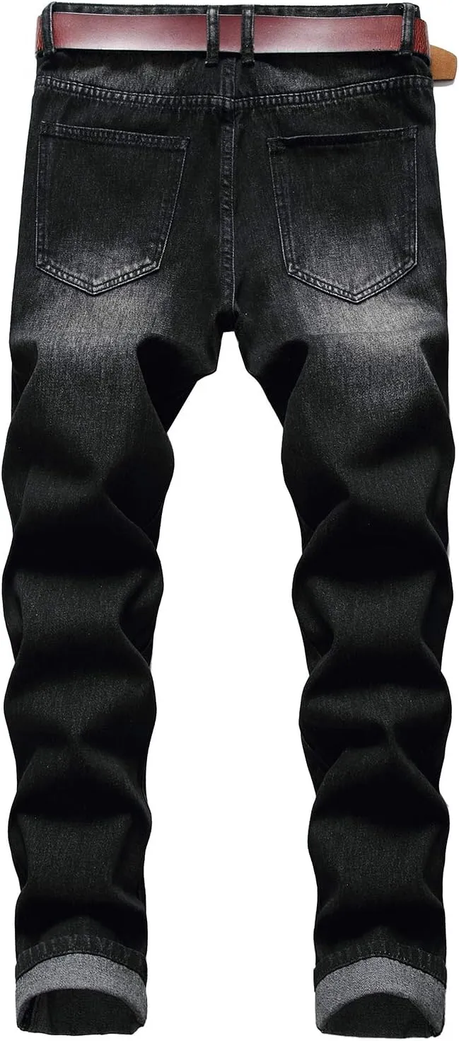 LAMKUKU Men's Ripped Jeans Slim Fit Casual Distressed Denim Pants