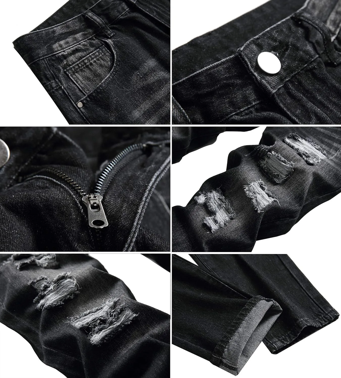 LAMKUKU Men's Ripped Jeans Slim Fit Casual Distressed Denim Pants