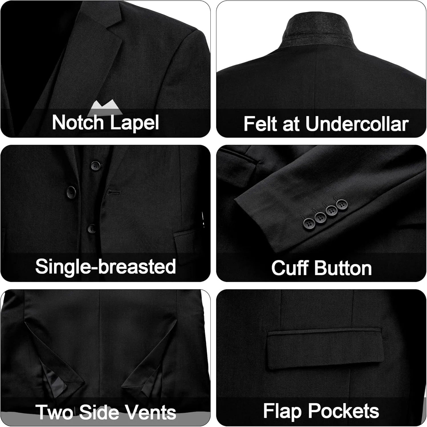 MAGE MALE Mens 3 Piece Suits Slim Fit Tuxedo Suit Set Soild Prom Wedding Suits One Button Blazer Vest Pants Set with Bow Tie