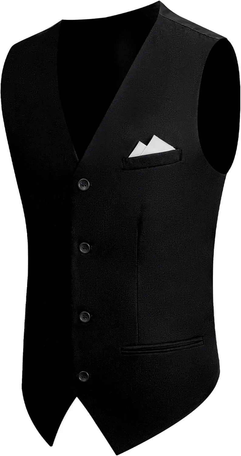 MAGE MALE Mens 3 Piece Suits Slim Fit Tuxedo Suit Set Soild Prom Wedding Suits One Button Blazer Vest Pants Set with Bow Tie
