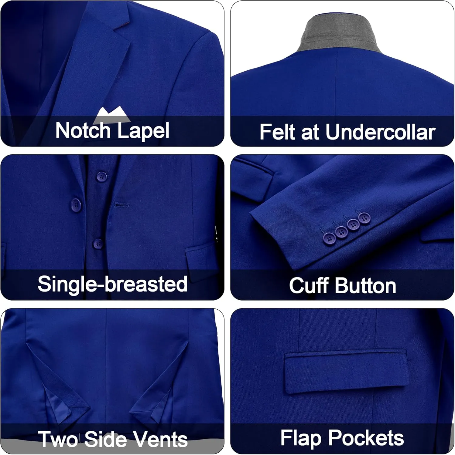 MAGE MALE Mens 3 Piece Suits Slim Fit Tuxedo Suit Set Soild Prom Wedding Suits One Button Blazer Vest Pants Set with Bow Tie