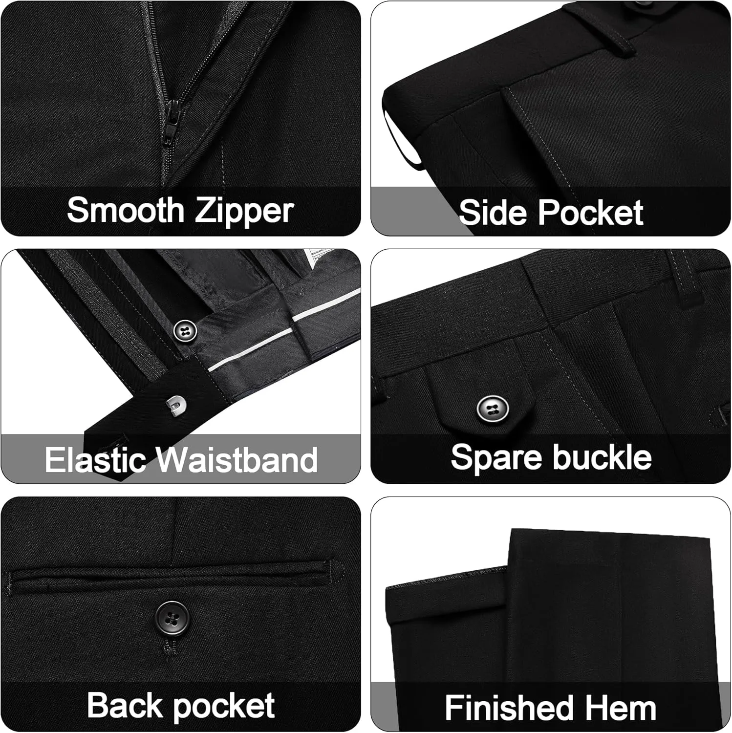 MAGE MALE Mens Tuxedo Suit Set 3 Piece Slim Fit Suits Wedding Prom Suits Patch Pockets Blazer Vest Pants Set with Bow Tie