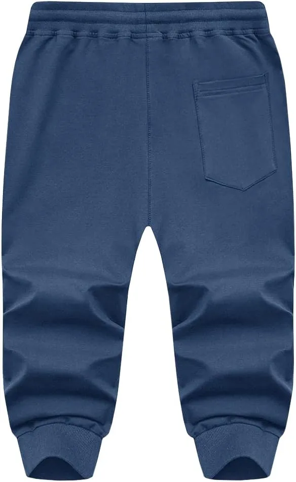 MAGNIVIT Men's 3/4 Jogger Capri Pants Workout Gym Below Knee Shorts Zipper Pockets Jogger Sweatpant Capris for Men