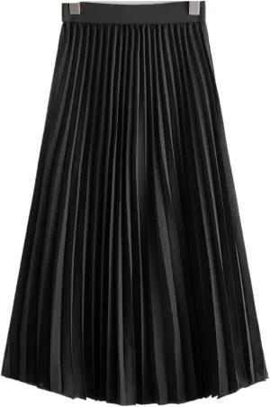Maxi Skirts for Women Elastic Waist Pleated Midi Skirt