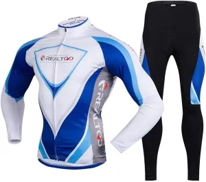 Men's Cycling Jersey Set Long Sleeve Full Zipper Quick-Dry Bike Shirt 3D Padded Cycling Tights Pants