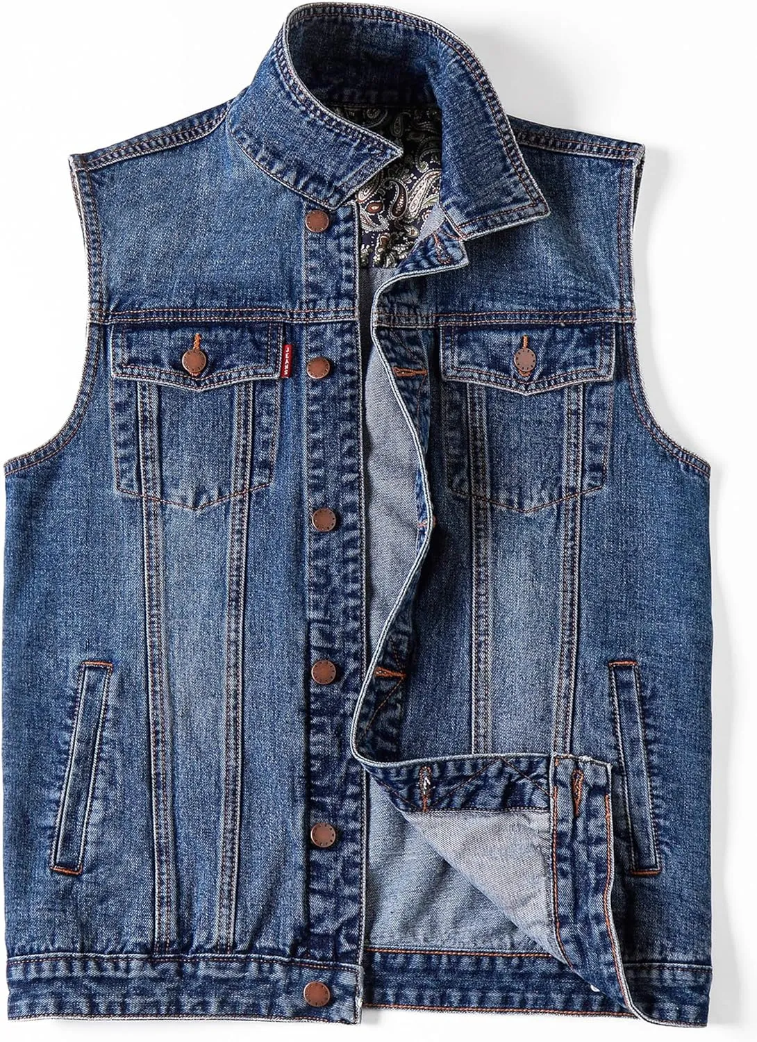 Men's Denim Vest Motorcycle Unlined Biker Plus Size Sleeveless Jean Vest Jacket