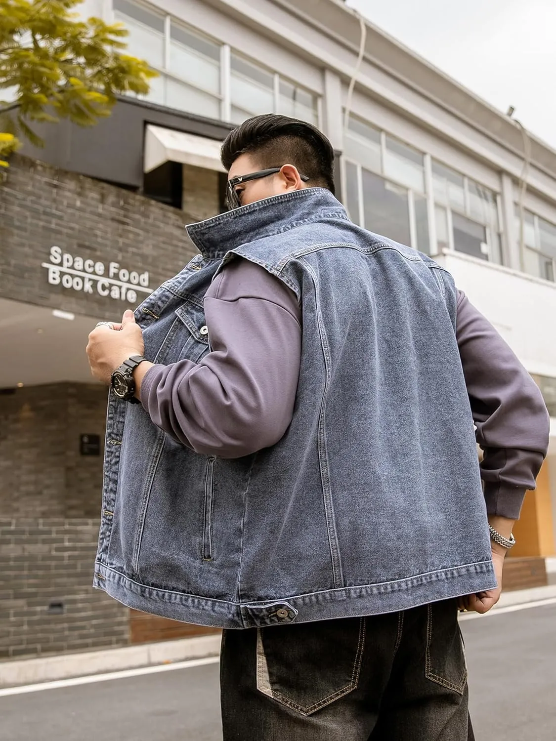 Men's Denim Vest Motorcycle Unlined Biker Plus Size Sleeveless Jean Vest Jacket
