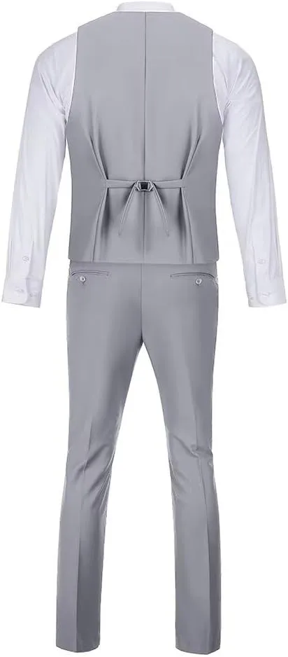 Men's Suit 2-Piece Set, Slim Fit Formal Business Wedding Suit Vest Pants for Men
