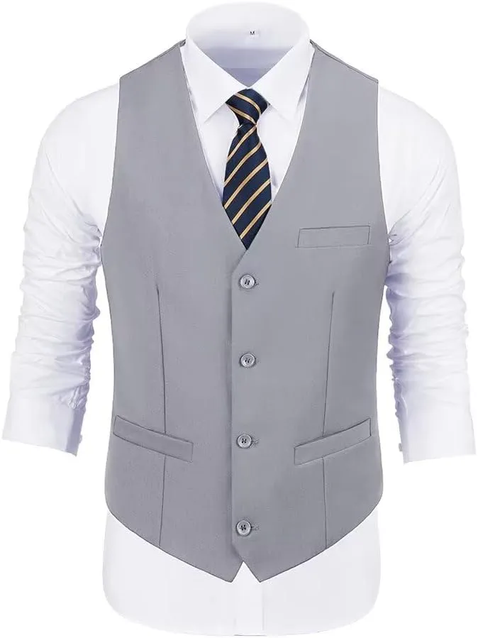 Men's Suit 2-Piece Set, Slim Fit Formal Business Wedding Suit Vest Pants for Men