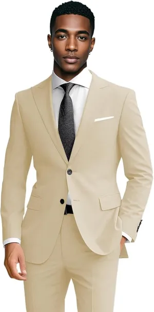 Mens Suit for Wedding 2 Piece Men Slim Fit Suit Formal Business Two Button Jacket Pants Suits for Men Prom Dinner