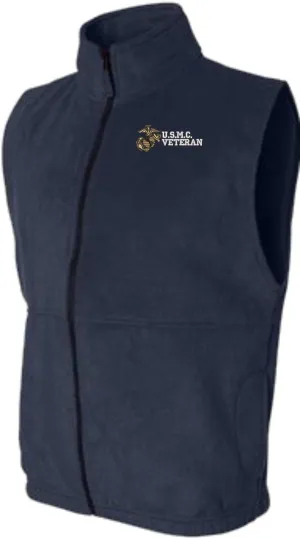 MilitaryBest U.S.M.C. Veteran Full Zip Fleece Vest