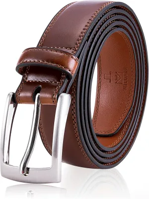 MILORDE Men's Genuine Leather Dress Belt, Handmade, 100% Cow Leather, Fashion & Classic Designs for Work Business and Casual