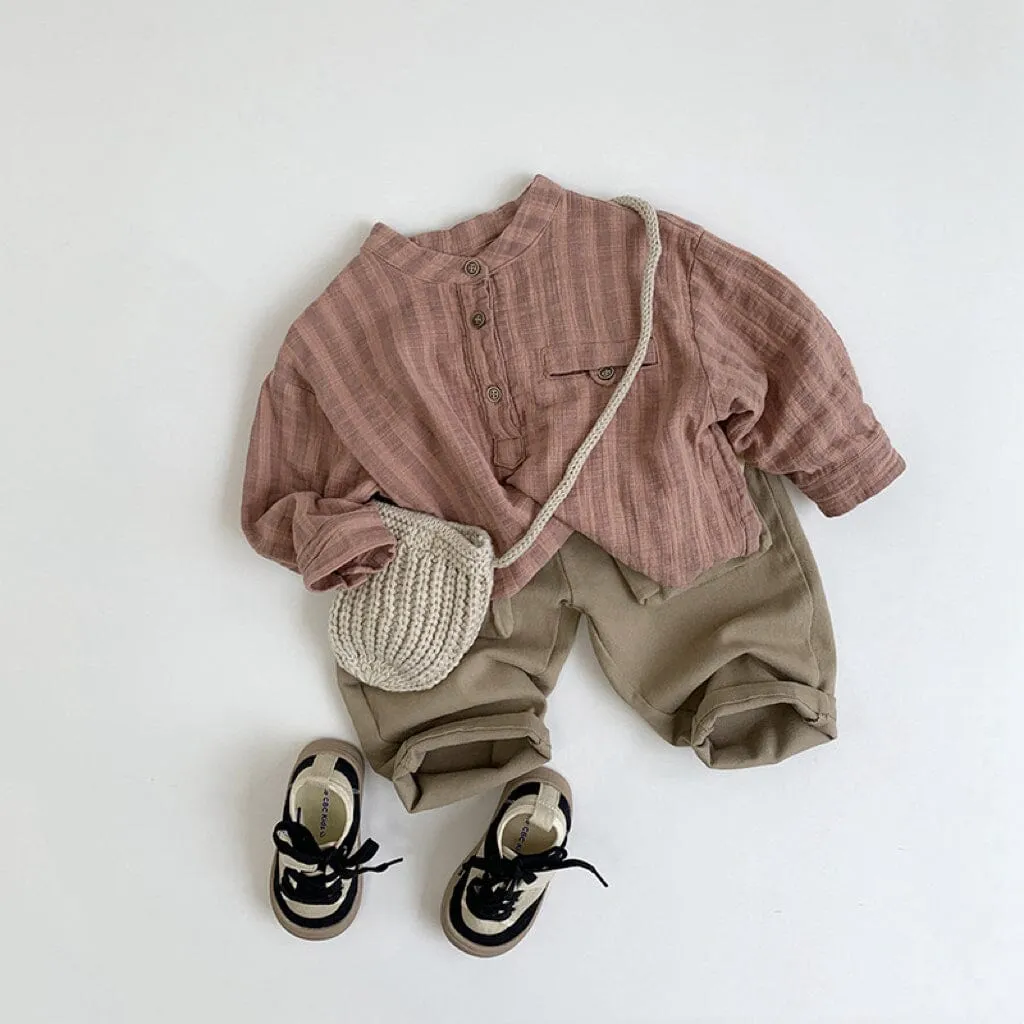 Minimalist Vertical Striped Casual Shirt