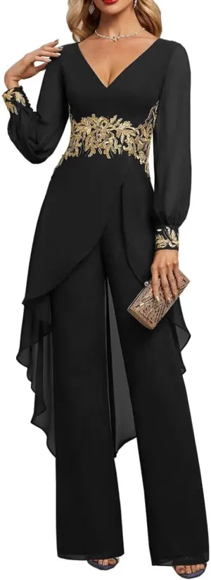 Mother of The Bride Dresses 2 Pieces Pants Suits Chiffon Wedding Guest Dress for Women Wedding Formal Outfit