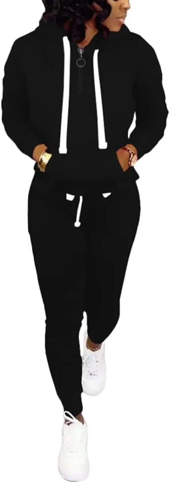 Nimsruc Two Piece Outfits For Women Jogging Suits Casual Sweatsuits Jogger Tracksuits Long Sleeve Hoodie Matching Sets