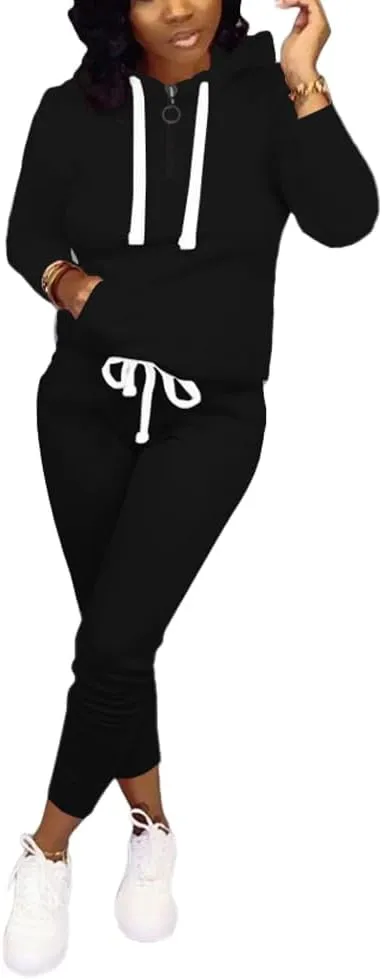Nimsruc Two Piece Outfits For Women Jogging Suits Casual Sweatsuits Jogger Tracksuits Long Sleeve Hoodie Matching Sets