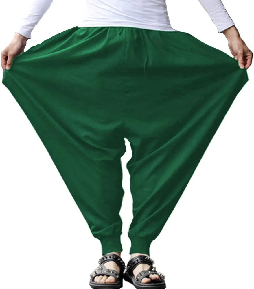 ONTTNO Men's Harem Pants Loose Stretchy Waist Casual Hippie Trousers