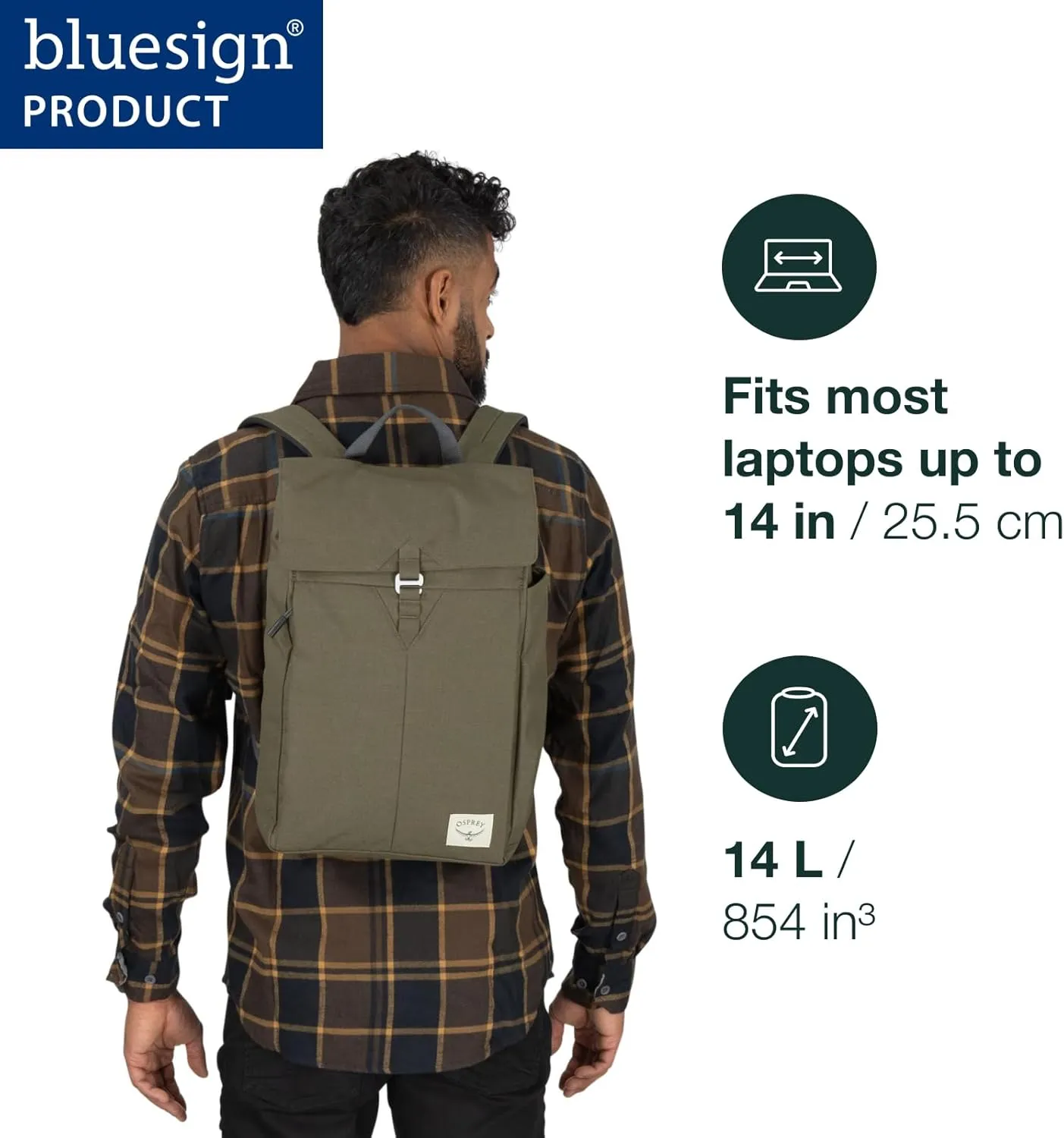 Osprey Arcane Flap Laptop Backpack, Matcha Green Heather
