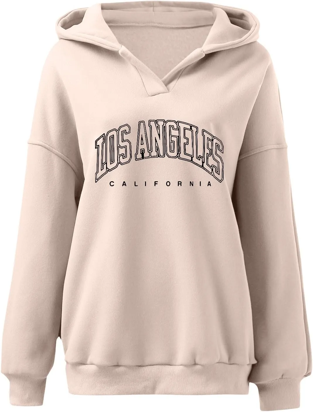 Oversized Hoodies for Women 2024 Long Sleeve V Neck Letter Printing Sweatshirts Fall Fashion Classic Pullover