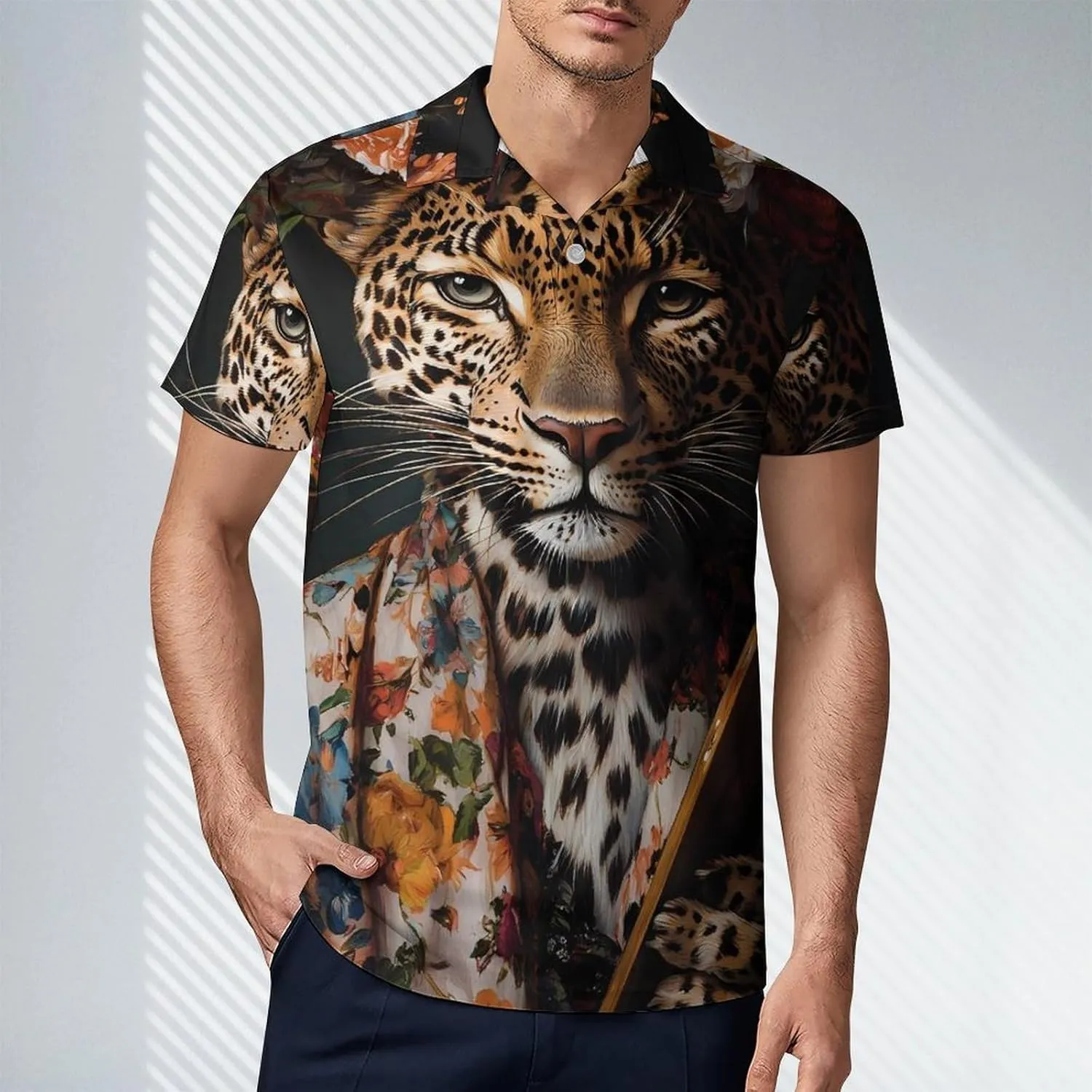 Painter Leopard Men's Polo-Shirt Regular-Fit Short Sleeve Sports Quick Dry Golf Tennis T-Shirt