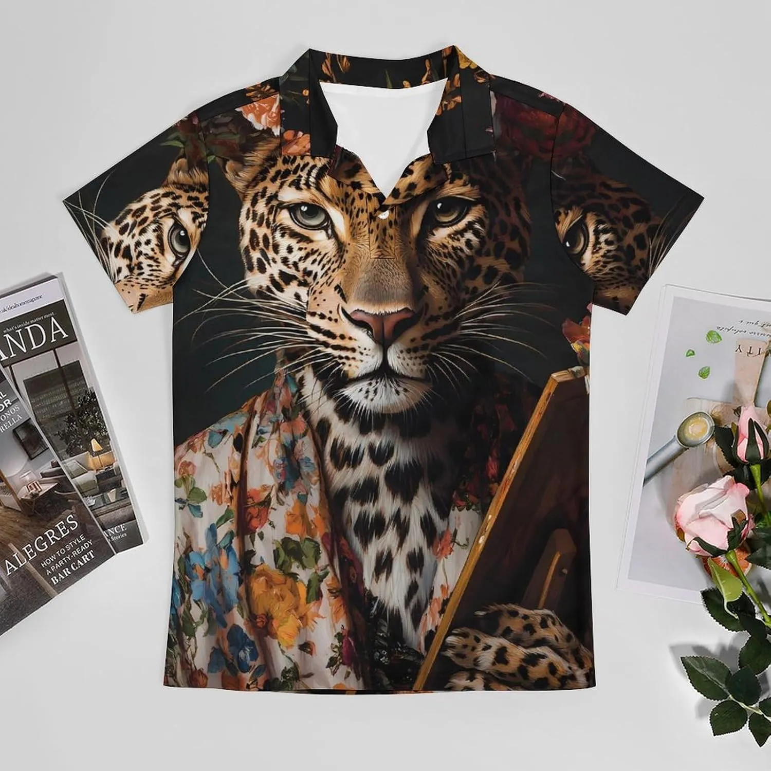 Painter Leopard Men's Polo-Shirt Regular-Fit Short Sleeve Sports Quick Dry Golf Tennis T-Shirt