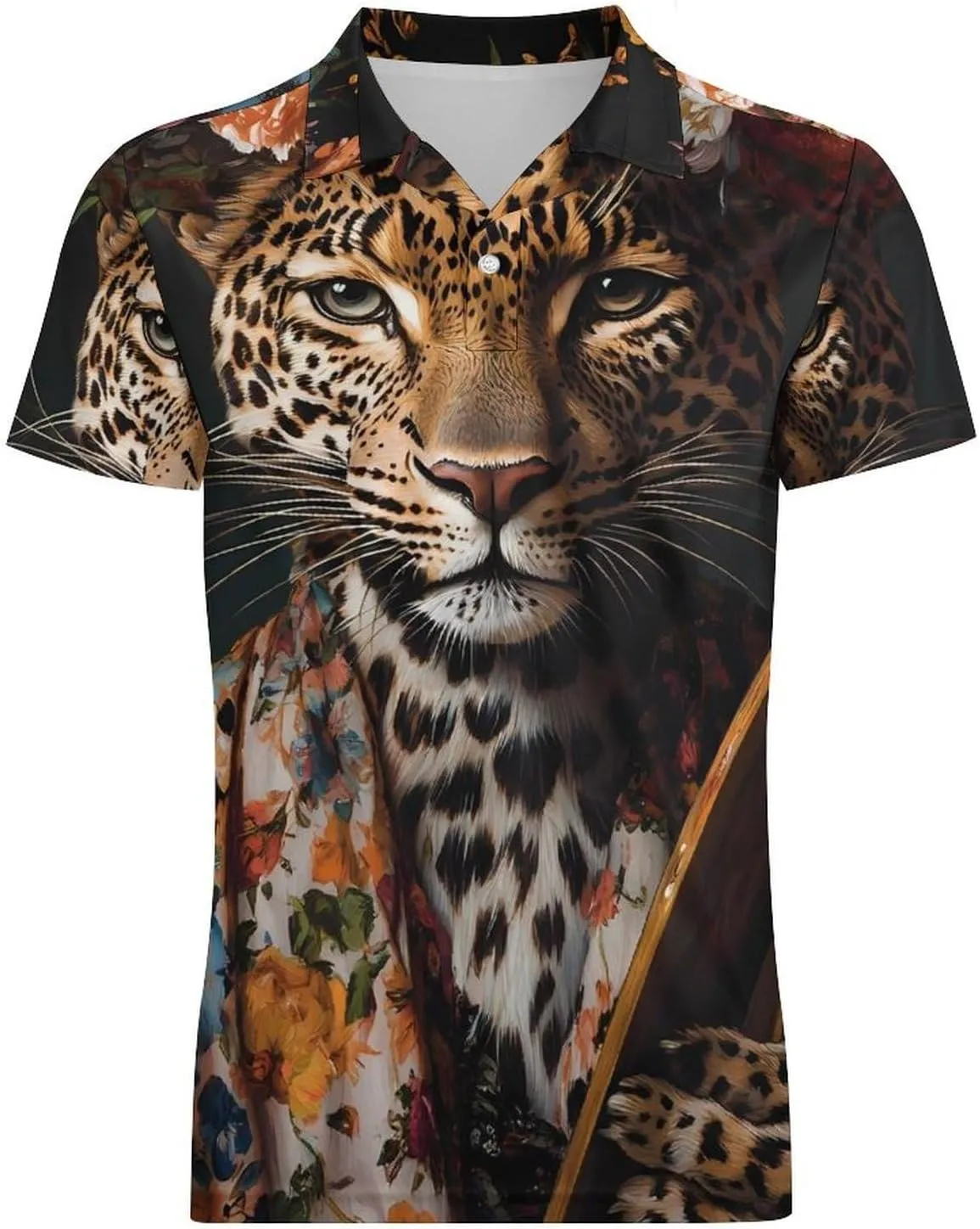 Painter Leopard Men's Polo-Shirt Regular-Fit Short Sleeve Sports Quick Dry Golf Tennis T-Shirt
